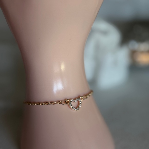 Anthropologie Jewelry - NEW | 14K Gold Plated Heart Bracelet with CZ 💎